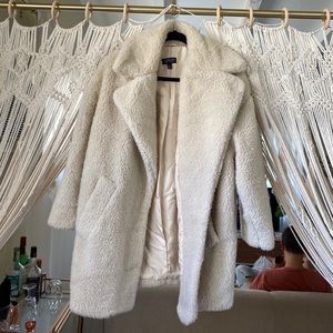 Topshop Shearling Teddy Longline Coat SZ 2